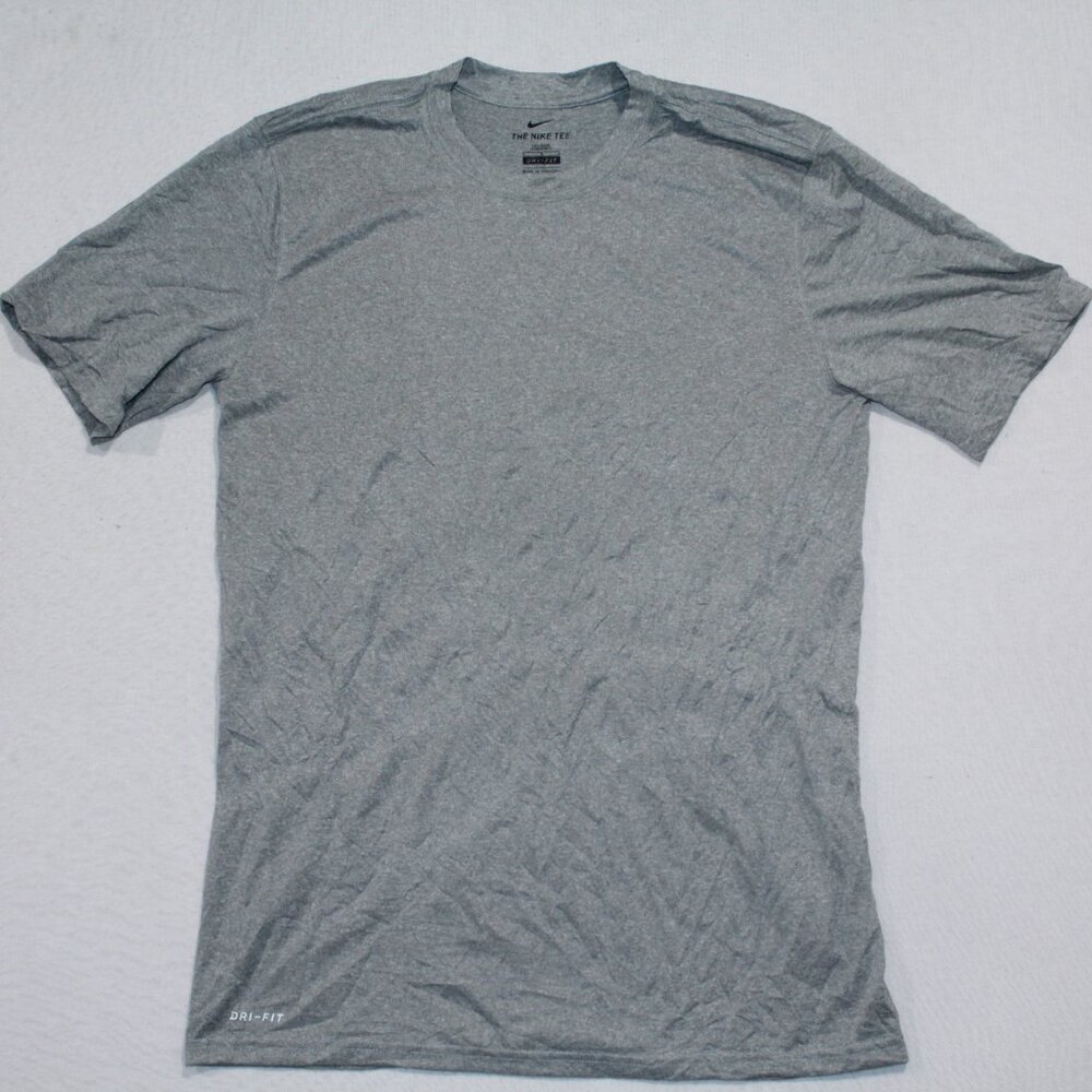 The Nike Tee Men Gray Tee Shirt Running Dri Fit Casual Size LT